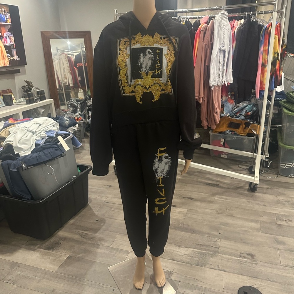 Black Graphic Jogger Set